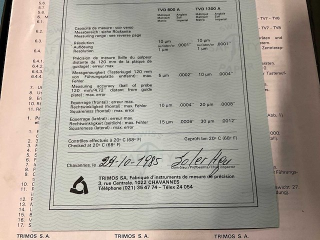 Trimos tvd800a verticale hoogtemeter - afbeelding 2 van  11