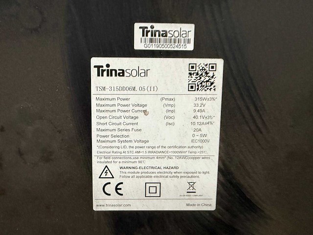 Trina solar - set van 3 zonnepanelen (totaal vermogen 945 wp) - afbeelding 2 van  2