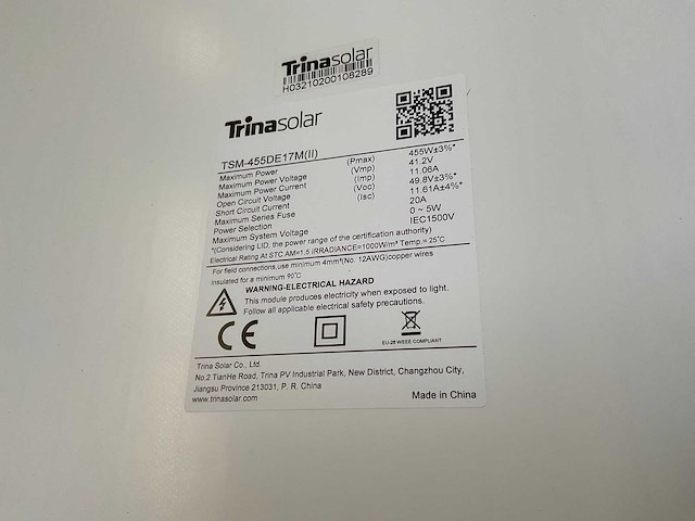 Trinasolar tsm-455de17m zonnepaneel (32x) - afbeelding 4 van  5