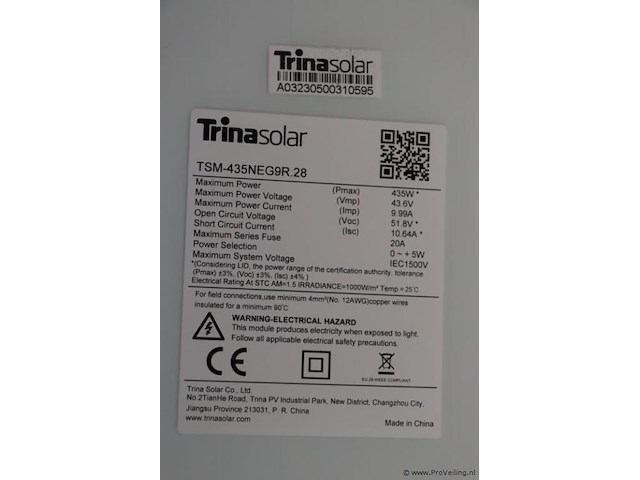 Trinasolar vertex s+ zonnepaneel tsm-435neg9r.28 - 13 stuks - afbeelding 3 van  3