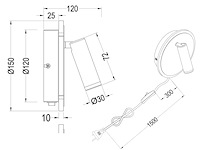 Trio jordan wandlamp zwart mat incl. 1x smd 5 w snoerschakelaar - afbeelding 4 van  4
