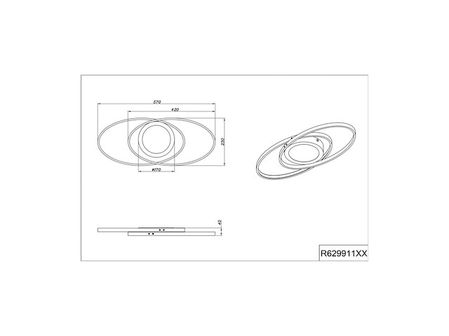 Trio plafondlamp galaxy 3000 lumen 57x23x4 cm staal antraciet - afbeelding 2 van  2