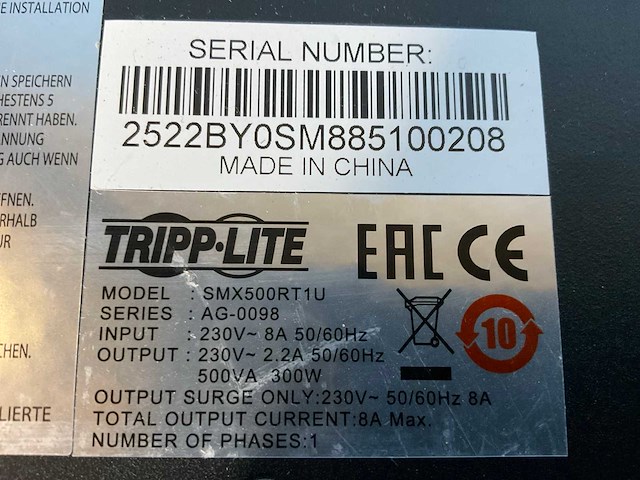 Tripp-lite smx500rt1u ups (uninterruptable power supply) - afbeelding 5 van  5