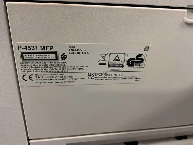 Triumph adler p4531 mfp multifunctional - afbeelding 9 van  10