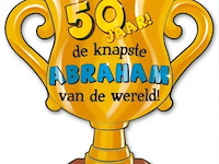 Trofee met lint en tekst 50 jaar abrham 75 x - afbeelding 1 van  3