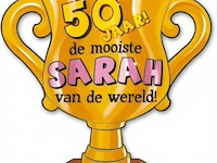 Trofee met lint en tekst 50 jaar sarah 30x - afbeelding 1 van  3