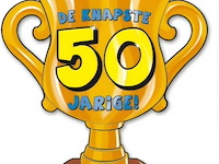 Trofee met lint en tekst de knapste 50 jarige 65x - afbeelding 3 van  3