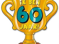 Trofee met lint en tekst ik ben 60 jaar 40 x - afbeelding 1 van  3