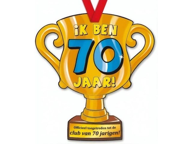 Trofee met lint en tekst ik ben 70 jaar 45 x - afbeelding 2 van  3