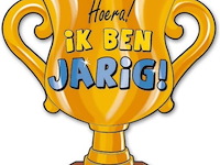 Trofee met lint en tekst ik ben jarig 45x - afbeelding 2 van  3