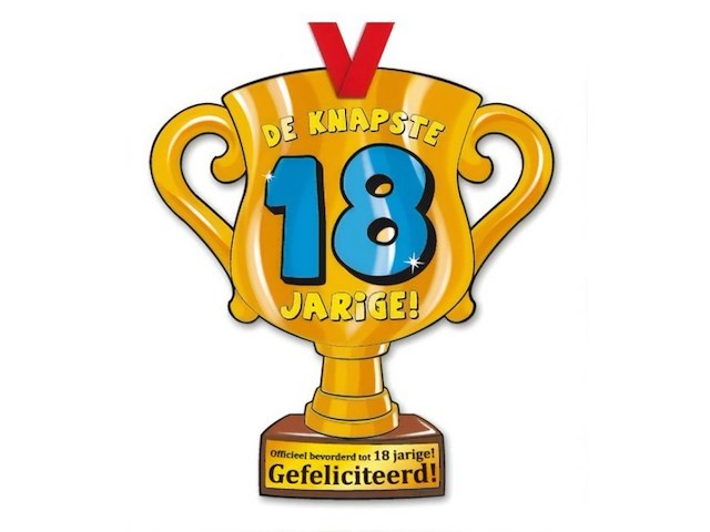 Trofee met lint en tekst knaptse 18 jarige 40 x - afbeelding 2 van  3