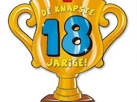 Trofee met lint en tekst knaptse 18 jarige 40 x - afbeelding 2 van  3