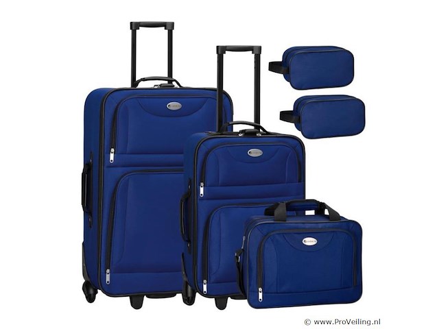 Trolley reiskofferset / kofferset athen - 5-delig - blauw - afbeelding 1 van  16