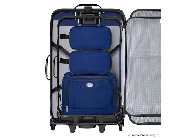 Trolley reiskofferset / kofferset athen - 5-delig - blauw - afbeelding 2 van  16
