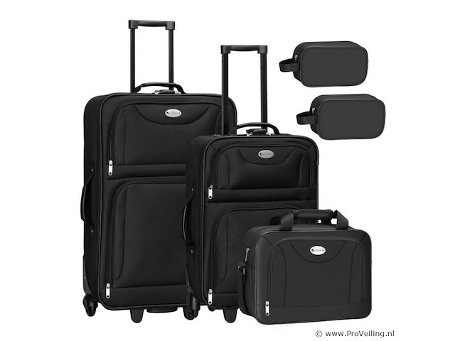 Trolley reiskofferset / kofferset athen - 5-delig - zwart - afbeelding 1 van  16
