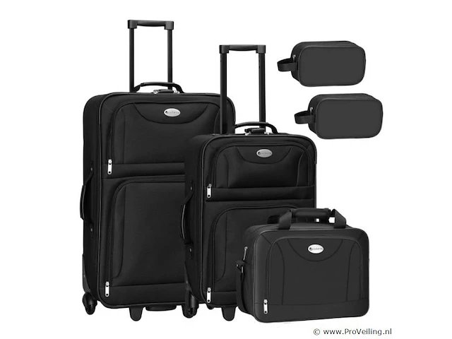 Trolley reiskofferset / kofferset athen - 5-delig - zwart - afbeelding 1 van  16