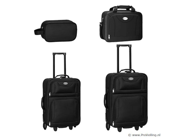 Trolley reiskofferset / kofferset athen - 5-delig - zwart - afbeelding 16 van  16