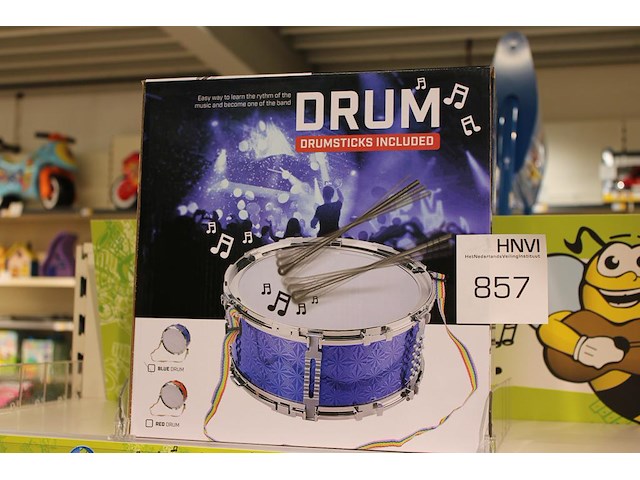 Trommel met stokken blauw. - afbeelding 1 van  2