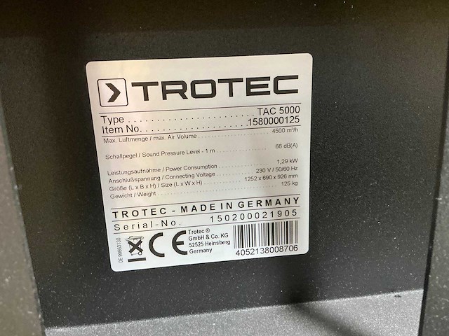 Trotec - 2021 - tac 5000 - bouwdroger/luchtreiniger (c) - afbeelding 7 van  10
