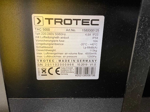 Trotec - 2021 - tac 5000 - bouwdroger/luchtreiniger - afbeelding 5 van  9