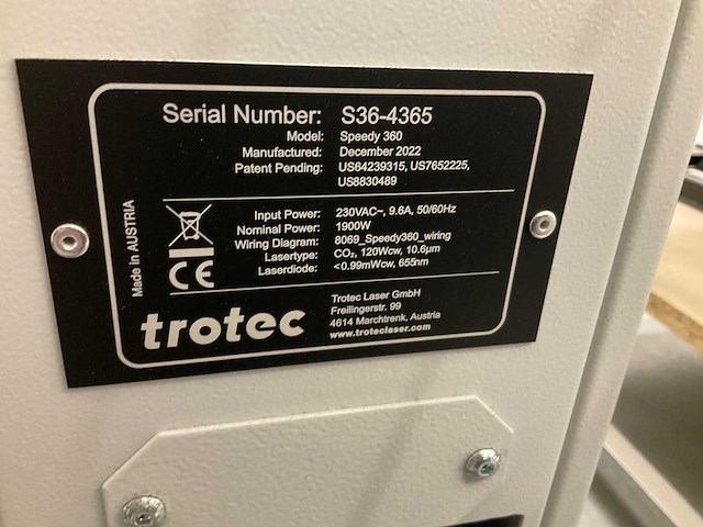 Trotec - speedy 360 - laser - 2022 - afbeelding 7 van  8