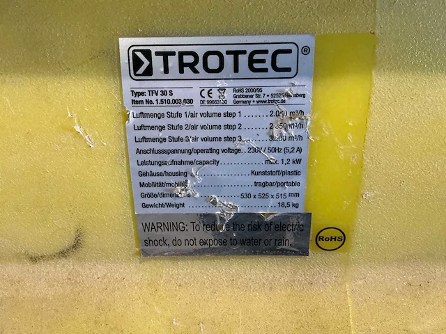 Trotec tfv 30s ventilator - afbeelding 5 van  5
