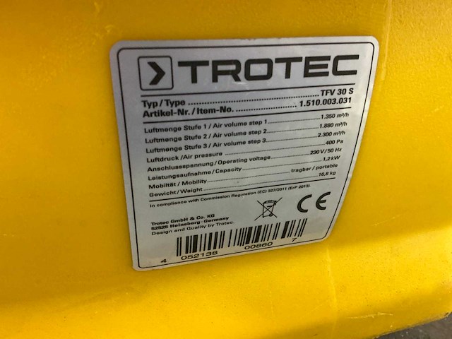 Trotec tfv30s ventilator - afbeelding 6 van  6