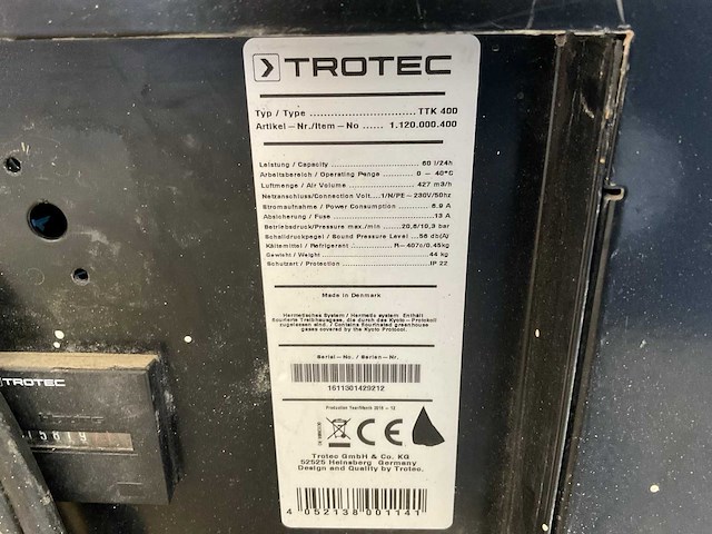 Trotec ttk 400 condensatiedroger / bouwdroger (2x) - afbeelding 7 van  8