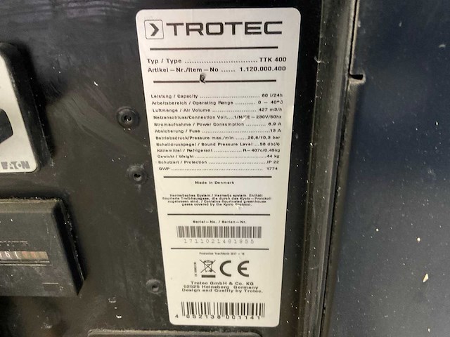 Trotec ttk 400 condensatiedroger / bouwdroger (2x) - afbeelding 8 van  9