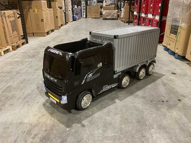 Truck champion zwart elektrische kindervrachtwagen - afbeelding 1 van  13