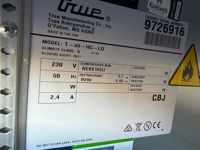True - dubbeldeurs - koelkast - afbeelding 8 van  8