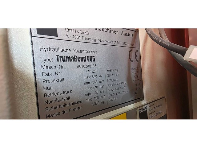 Trumpf - 2005 - trumabend v85 - cnc-kantbank - afbeelding 5 van  12