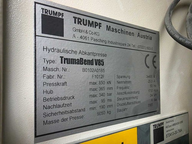 Trumpf - 2005 - trumabend v85 - cnc-kantbank - afbeelding 9 van  13