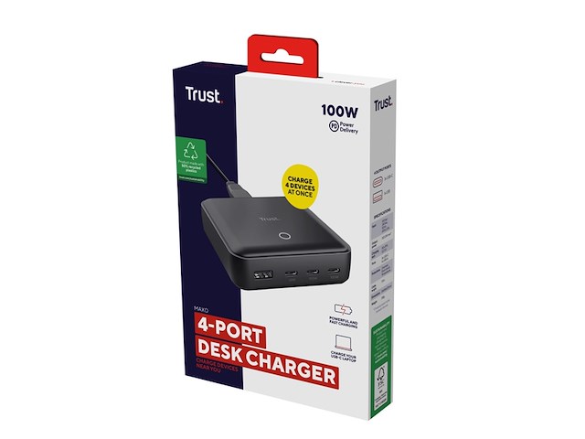 Trust maxo oplader vier poorten usb a/usb c zwart - afbeelding 2 van  6