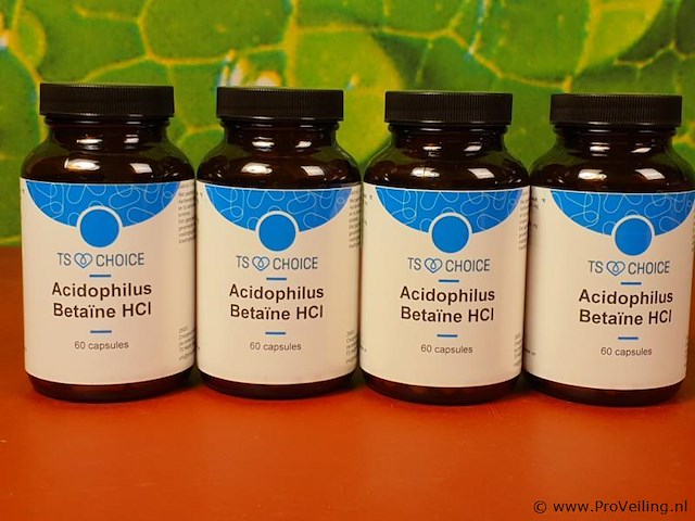 Ts choice voedingssupplement acidophilus betaine hcl - 4 potjes á 60 capsules - afbeelding 1 van  4