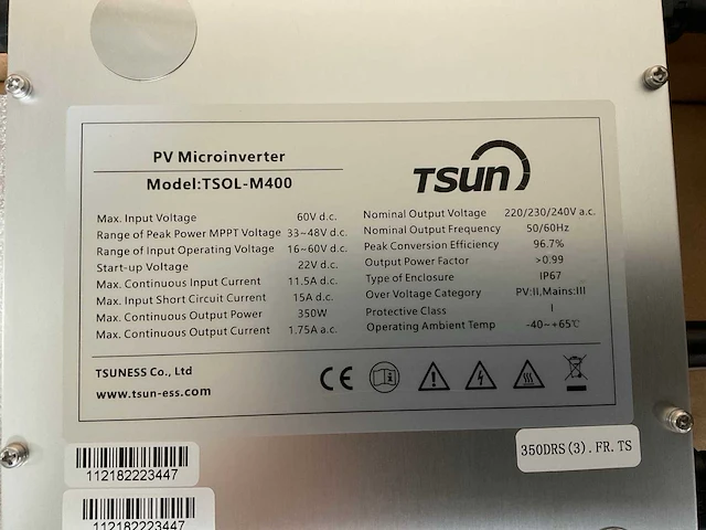 Tsun tsol-m400 micro-omvormer (25x) - afbeelding 2 van  2