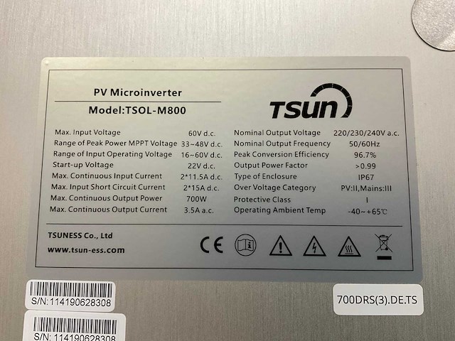Tsun tsol-m800 micro-omvormer (25x) - afbeelding 2 van  2