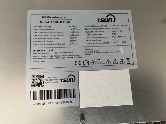 Tsun tsol-mx1000 micro-omvormer, 1000 w - afbeelding 4 van  4