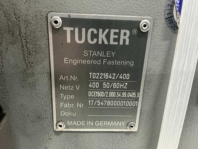 Tucker dce1500/2.000.54.99.0405.x diverse lasmachines - afbeelding 3 van  9