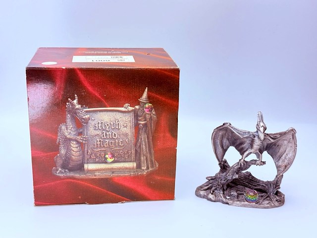 Tudor mint england - pteranodon statuette met zilver vergoten - afbeelding 6 van  10