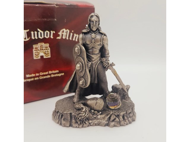 Tudor mint england - sir gawain statuette met zilver vergoten - afbeelding 3 van  9