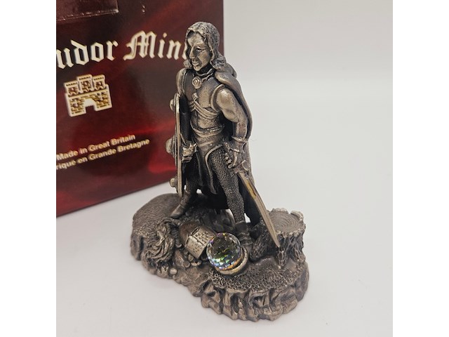 Tudor mint england - sir gawain statuette met zilver vergoten - afbeelding 6 van  9