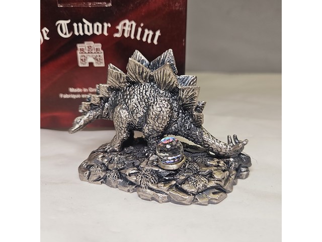 Tudor mint england - stegosaurus statuette met zilver vergoten - afbeelding 4 van  7
