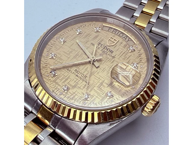 Tudor prince date+day rotor automatisch horloge met diamanten - afbeelding 8 van  15