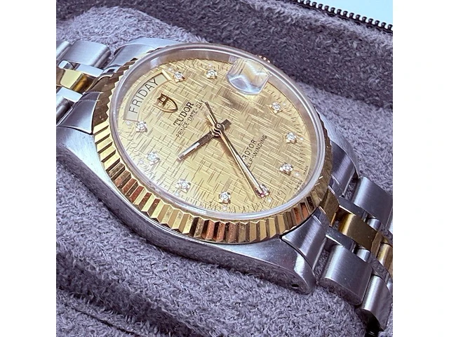 Tudor prince date+day rotor automatisch horloge met diamanten - afbeelding 9 van  15