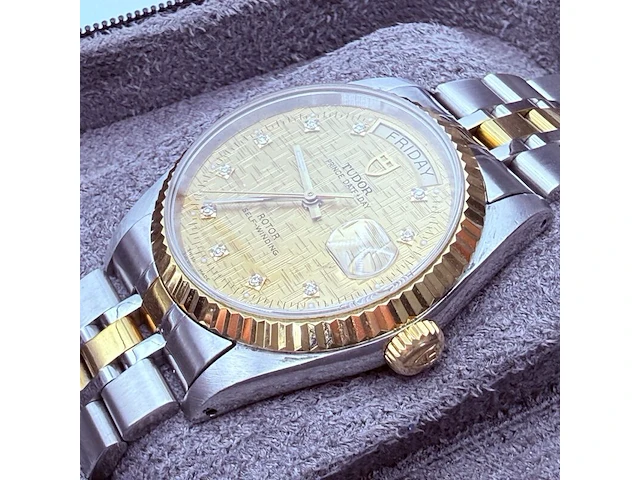 Tudor prince date+day rotor automatisch horloge met diamanten - afbeelding 10 van  15