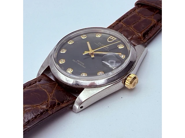 Tudor prince oysterdate rotor automatisch horloge met diamanten indexen - afbeelding 8 van  13