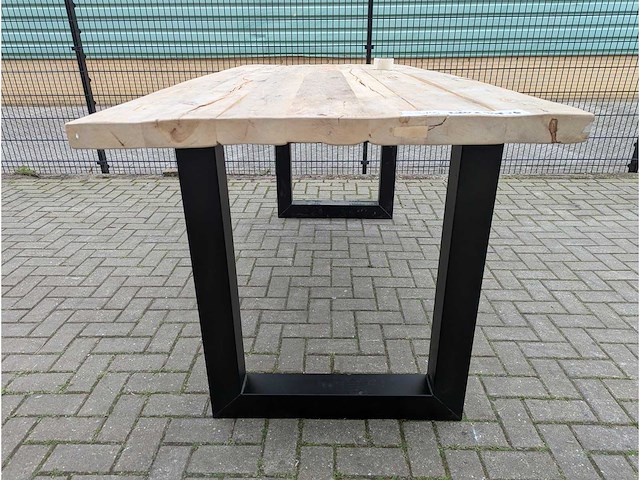 Tuin bartafel rustiek iepenhout. 220 x 100 x 100cm. metalen u onderstel - afbeelding 2 van  3