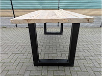 Tuin bartafel rustiek iepenhout. 220 x 100 x 100cm. metalen u onderstel - afbeelding 2 van  3