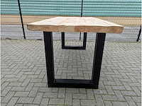 Tuin bartafel rustiek iepenhout. 225 x 105 x 100cm. metalen bar u onderstel - afbeelding 2 van  3